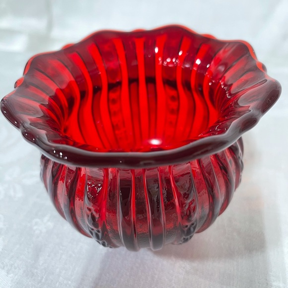 Vintage Red Glass Candy Dish!